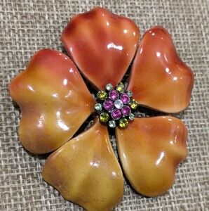 Orange and Yellow Flower Brooch